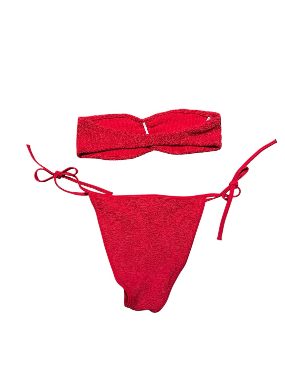 Hunza G Red Bandeau Textured Bikini Set - Picture 3 of 4